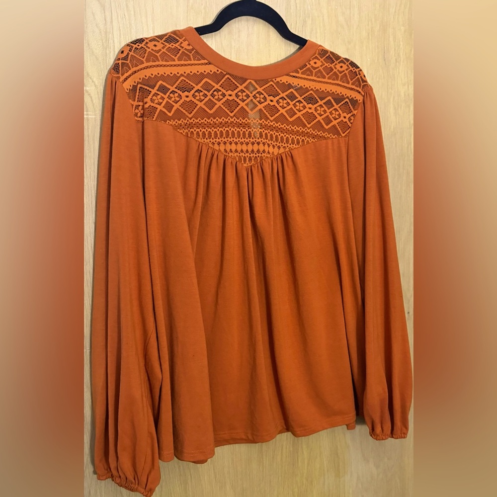 Crewneck Lace Mock Neck Tops for Women with Lantern Sleeve Blouse